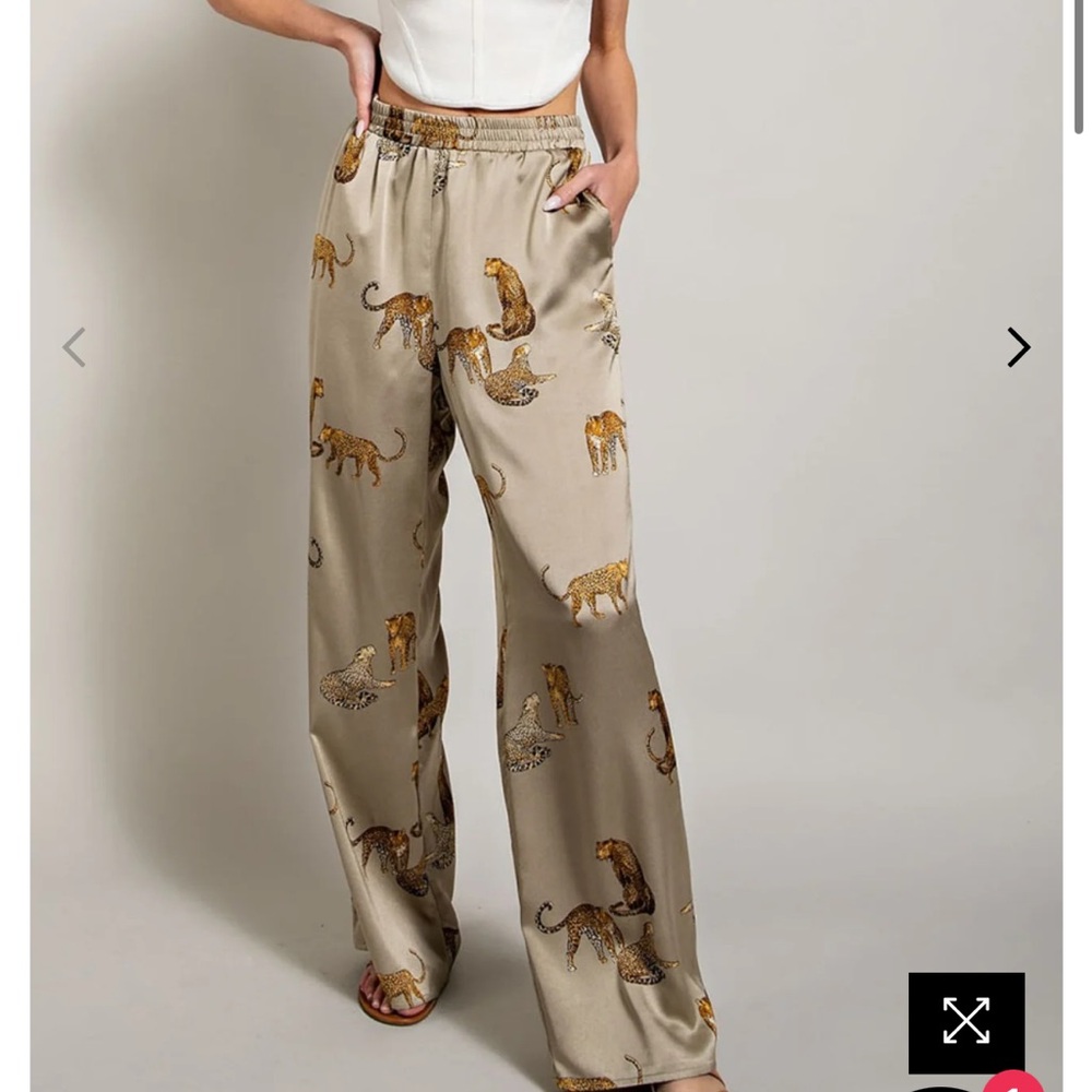 Leopard Print Satin Pants